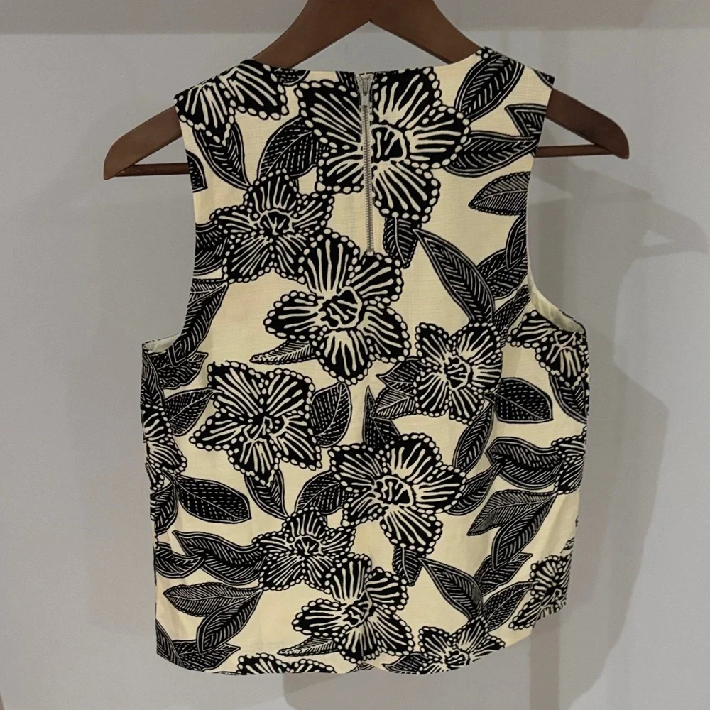 J. Crew Black and Orange Floral Tank Top - Picture 4 of 4